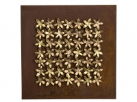 Painel das Margaridas Enferrujado Aço enferrujado com flores de bronze fundido (2009); 100x100x002 cm.