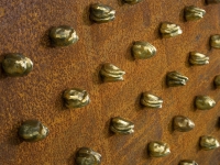 Painel dos Botões Enferrujado Aço enferrujado com flores de bronze fundido (2009); 100x100x002 cm.